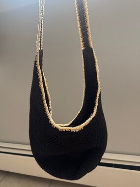THE SAK Black Crochet Shoulder Bag
